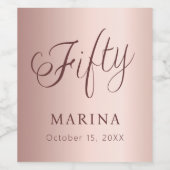 Étiquette Pour Bouteilles De Vin Script de nom d'or rose 50e anniversaire (Étiquettes simples)