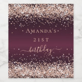 Étiquette Pour Bouteilles De Vin Script de nom or rose Bourgogne (Étiquettes simples)