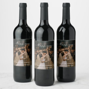 Étiquette Pour Bouteilles De Vin Script de photo de remerciement Cadeau de mariage