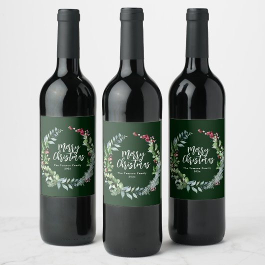 Étiquette Pour Bouteilles De Vin script de pinceau hiver verdure (Bouteilles)