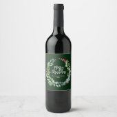 Étiquette Pour Bouteilles De Vin script de pinceau hiver verdure (Devant)