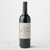 Étiquette Pour Bouteilles De Vin Script décontracté moderne gris enregistrer la dat (Devant)