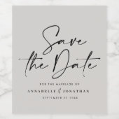 Étiquette Pour Bouteilles De Vin Script décontracté moderne noir gris typographie m (Étiquettes simples)