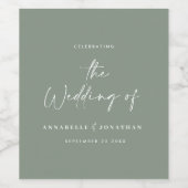 Étiquette Pour Bouteilles De Vin Script décontracté moderne sauge greentypographie  (Étiquettes simples)