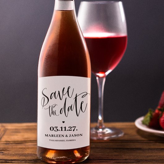 Étiquette Pour Bouteilles De Vin Script Enregistrer la date Étiquette de vin