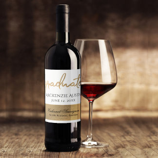 Étiquette Pour Bouteilles De Vin Script Gold | Elegant Grad Keepsaké Party