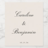 Étiquette Pour Bouteilles De Vin Script ivoire classique Mariage élégant Nom person (Étiquettes simples)