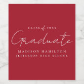 Étiquette Pour Bouteilles De Vin Script manuscrit moderne Graduation rouge (Étiquettes simples)