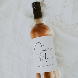Étiquette Pour Bouteilles De Vin Script Minimaliste Moderne À l'amour