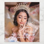 Étiquette Pour Bouteilles De Vin Script Quinceanera photo 15e anniversaire (Étiquettes simples)