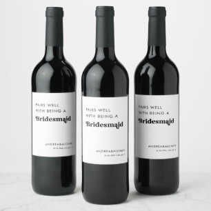 Étiquette Pour Bouteilles De Vin Script rétro Paire Bien Avec Être Une Épouse