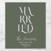 Étiquette Pour Bouteilles De Vin Script romantique Sage VERT Marié Mariage (Étiquettes simples)