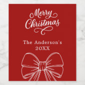 Étiquette Pour Bouteilles De Vin Script rouge de Noël (Étiquettes simples)