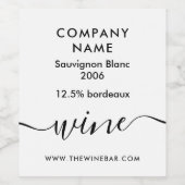 Étiquette Pour Bouteilles De Vin Script simple - blanc et noir (Étiquettes simples)