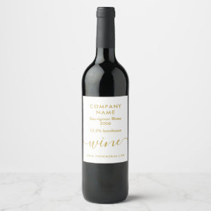Étiquette Pour Bouteilles De Vin Script simple - Blanc et Or