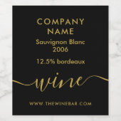 Étiquette Pour Bouteilles De Vin Script simple - Noir & Or (Étiquettes simples)