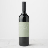 Étiquette Pour Bouteilles De Vin Script Whimsical | Mariage vert Sage (Devant)