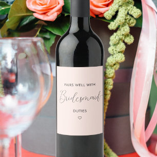 Étiquette Pour Bouteilles De Vin Se Paire Bien Avec Bridesmaid Proposition Calligra