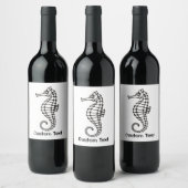 Étiquette Pour Bouteilles De Vin Seahorse Black (Bouteilles)
