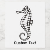 Étiquette Pour Bouteilles De Vin Seahorse Black (Étiquettes simples)