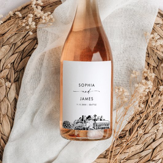 Étiquette Pour Bouteilles De Vin Seattle Skyline