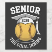 Étiquette Pour Bouteilles De Vin Senior The Final Inning 2026 Softball Graduation (Étiquettes simples)