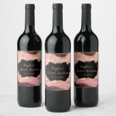 Étiquette Pour Bouteilles De Vin Séquins noirs et roses Agate Sweet sixteen (Bouteilles)