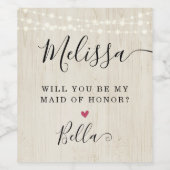 Étiquette Pour Bouteilles De Vin Serez-vous ma servante d'honneur ? (Étiquettes simples)