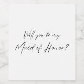 Étiquette Pour Bouteilles De Vin Serez-vous ma servante d'honneur ? Proposition MOH (Étiquettes simples)