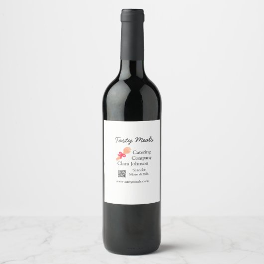 Étiquette Pour Bouteilles De Vin services de restauration ajouter nom code QR site  (Devant)