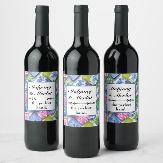 Étiquette Pour Bouteilles De Vin Serviette de Mahjong (Bouteilles)