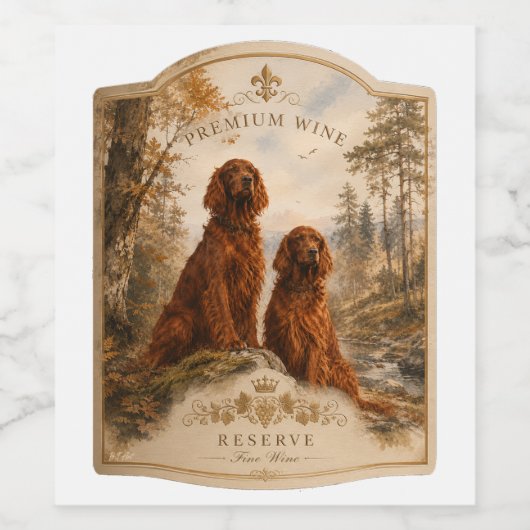 Étiquette Pour Bouteilles De Vin Setter irlandais (Étiquettes simples)