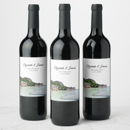 Étiquette Pour Bouteilles De Vin Seychelles Wedding Favor (Bouteilles)
