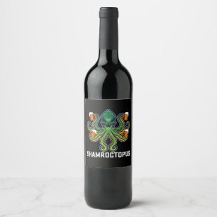 Étiquette Pour Bouteilles De Vin Shamroctopus Octopus Lover St Patrick's Day