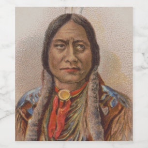 Étiquette Pour Bouteilles De Vin Signaux de fumée : Lakota Indian Chief Sitting Bul