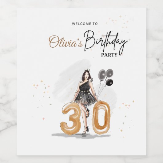 Étiquette Pour Bouteilles De Vin signe de bienvenue du 30e anniversaire, (Étiquettes simples)