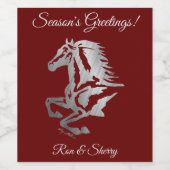 Étiquette Pour Bouteilles De Vin Silhouette Classé Cheval Argent (Étiquettes simples)