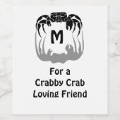 Étiquette Pour Bouteilles De Vin Silhouette de crabe fantôme Casant un monogramme d (Étiquettes simples)
