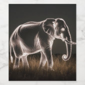 Étiquette Pour Bouteilles De Vin Silhouette d'éléphant lumineux (Étiquettes simples)