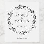 Étiquette Pour Bouteilles De Vin Silhouette élégante du Mariage feuille (Étiquettes simples)