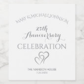 Étiquette Pour Bouteilles De Vin Silver 25th Anniversary (Étiquettes simples)