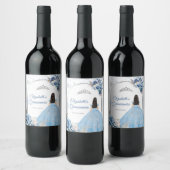 Étiquette Pour Bouteilles De Vin Silver Blue Hiver Flocon de neige Mis Quince (Bouteilles)
