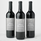 Étiquette Pour Bouteilles De Vin Silver Sparkle Joyeux Noël (Bouteilles)
