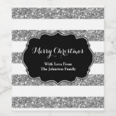 Étiquette Pour Bouteilles De Vin Silver White Stripes Noël Custom Vin Étiquette (Étiquettes simples)