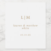 Étiquette Pour Bouteilles De Vin Simple Antique Or Monogramme Mariage élégant (Étiquettes simples)