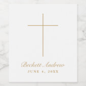 Étiquette Pour Bouteilles De Vin Simple Bapteme Croix Script Or (Étiquettes simples)