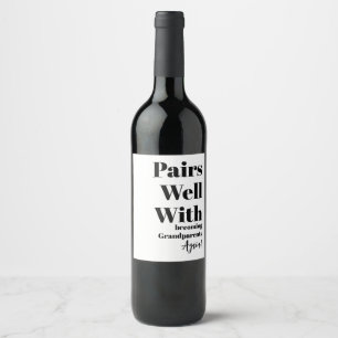 Étiquette Pour Bouteilles De Vin Simple Black s'accorde bien avec Devenir grands-pa