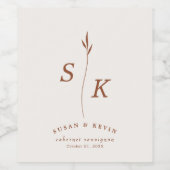 Étiquette Pour Bouteilles De Vin Simple Elegance Feuille Monogram Mariage chic (Étiquettes simples)