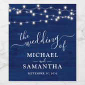 Étiquette Pour Bouteilles De Vin Simple Elegant Bleu Mariage rustique (Étiquettes simples)