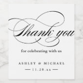 Étiquette Pour Bouteilles De Vin Simple Élégant Merci Script Noir Blanc (Étiquettes simples)